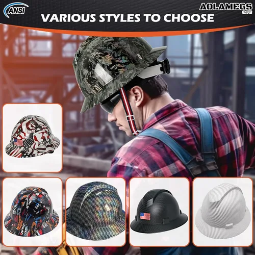 Miniatura 8 de Stylish Carbon Fiber Pattern Full Brim Hard Hat with Hard Hat Liner and Safety Visor Kit - ANSI Z89.1 Type 1 Class C OSHA Approved Construction Hard