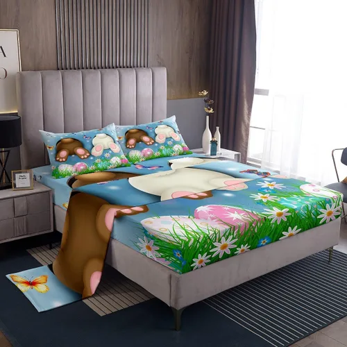 Miniatura 23 de Erosebridal Juego de sábanas de cola de sirena, tamaño individual para niños pequeños, sábana bajera ajustable de animales marinos náuticos
