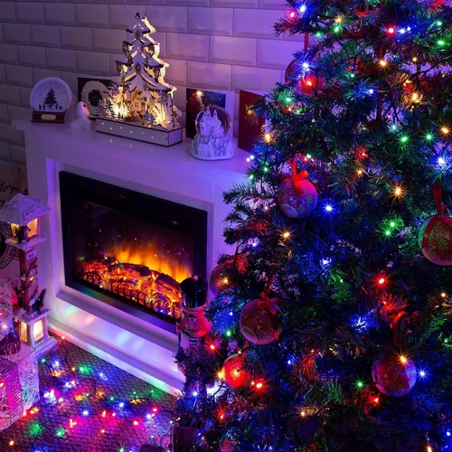 Miniatura 5 de Flechllary Luces de Cadena Navideñas de 200 LED, 72 Pies de Luces Interiores Enchufables con 8 Modos y Temporizador y Función de Memoria, Luces