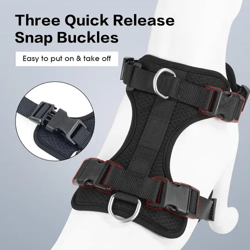 Miniatura 2 de Wisedog Arnés para perro de tamaño mediano, chaleco para mascotas con clip frontal, arnés ajustable para cachorro con 3 hebillas de liberación