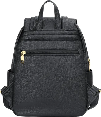 Miniatura 5 de KKXIU - Mochila de cuero de moda para mujeres y damas, bolsa de viaje y para el día, con correa para los hombros, A-Negro, Mediana, Mochila