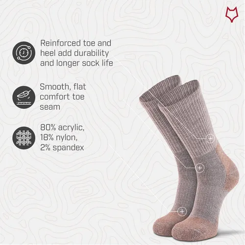 Miniatura 4 de FoxRiver - Calcetines de trabajo pesados con punta de acero para mujer (paquete de 2 pares)