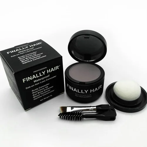 Miniatura 6 de Finally Hair Fibras de cabello rubio oscuro impermeables y corrector de pérdida de cabello, cobertura gris, creador de línea de cabello, potenciador