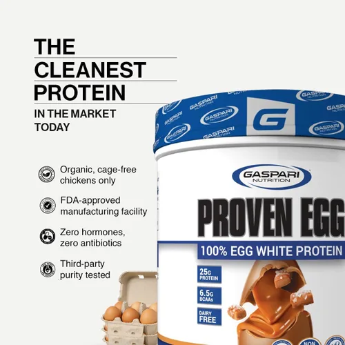 Miniatura 3 de Gaspari Nutrition Proven Egg, 100% Proteína de Clara de Huevo, 25g de Proteína, Apto para Keto, Libre de Lácteos y Lactosa, Libre de Soja