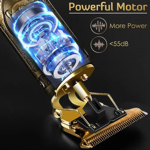 Miniatura 4 de Cortapelo para hombres, kit profesional recargable inalámbrico dorado con peines guía