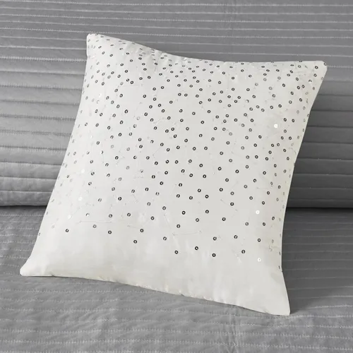 Miniatura 19 de Madison Park Juego de edredón Queen de jacquard lustroso y purpurina, conjunto de cubrecama para cama tamaño Queen – para todas las estaciones