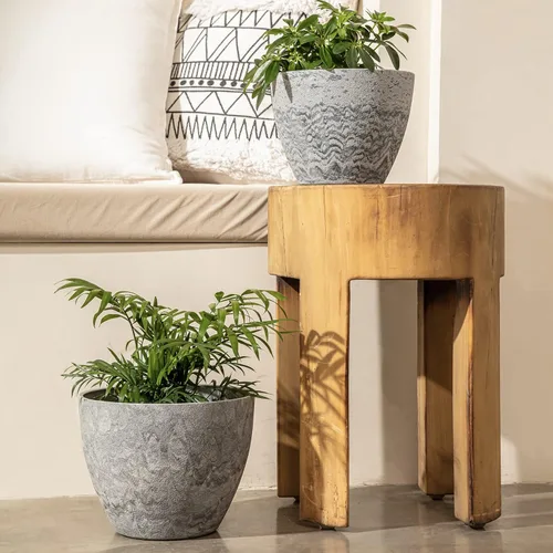 Miniatura 3 de LA JOLIE MUSE Macetas de Flores para Exterior Jardineras de Jardín, Macetas de Interior con Agujeros de Drenaje, Plástico, Patrón de Mármol Gris