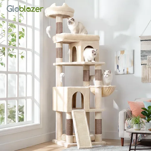 Miniatura 8 de Globlazer Árboles para Gatos de Servicio Pesado para Gatos Grandes, Árbol para Gatos Maine Coon Resistente de 72 pulgadas para Gatos Grandes de 20+