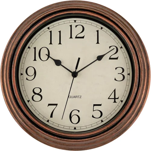 Miniatura 11 de Foxtop Reloj clásico redondo retro silencioso de 12 pulgadas, de cuarzo, decorativo, funciona con pilas, para sala de estar, cocina, oficina en casa