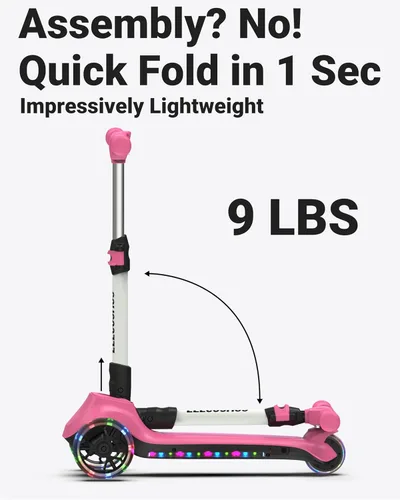 Miniatura 7 de ELECOSMOS Patinete Eléctrico Seguro para Niños de 4+, Equilibrio para Principiantes, Acelerador de Pulgar, Cubierta con Luces Intermitentes, Ruedas