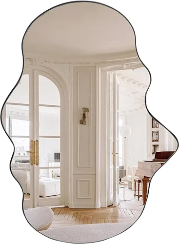 Miniatura 8 de BST FURNH Espejo de pared de longitud completa para cuerpo, espejo de tocador de piso, sin marco, forma irregular, 28 x 19 pulgadas