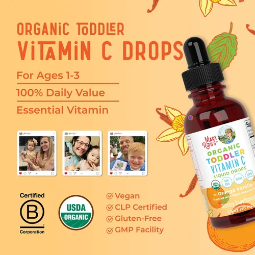 Miniatura 8 de MaryRuth Organics Gotas de vitamina C para niños pequeños Gotas líquidas orgánicas de vitamina C USDA para niños pequeños Edades de 1 a 3 años
