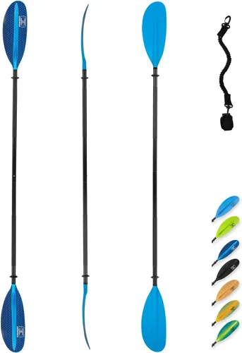 Miniatura 7 de OCEANBROAD - Remo de kayak de 86 pulgadas/218 cm, 90.5 pulgadas/230 cm, 95 pulgadas/241 cm, remo de aleación para kayak, bote y canoa con correa