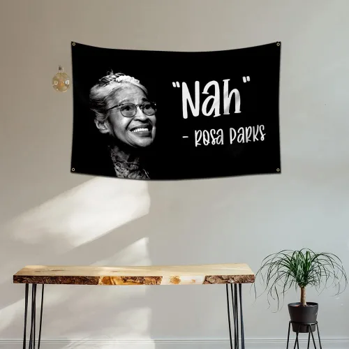 Miniatura 2 de Eksent Rosa Parks - Tapiz de bandera Nah (3 x 5 pies, resistente, poliéster 150D duradero), ojales de latón para dormitorio universitario y cueva