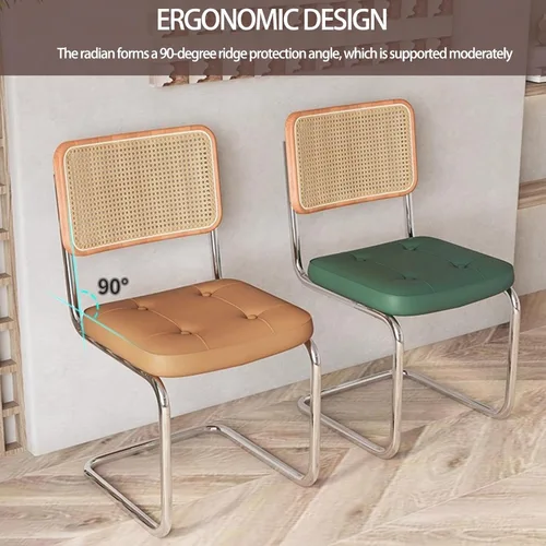 Miniatura 3 de Sillas de comedor de ratán, sillas de cocina, sillas de comedor modernas con madera maciza para cocina, sala de estar, silla de mediados de siglo