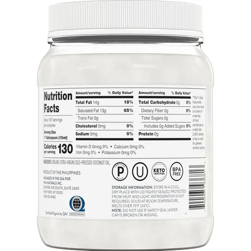 Miniatura 3 de Viva Naturals Aceite de coco orgánico, 54 onzas líquidas, sin refinar, aceite de coco virgen extra prensado en frío, orgánico USDA y sin OMG, aceite