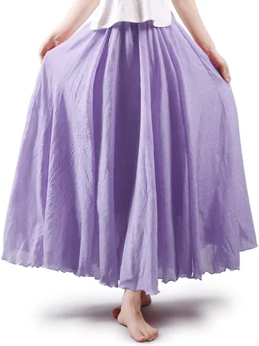 OCHENTA Falda larga de lino y algodón bohemio para mujeres y niñas para vacaciones de verano en la playa