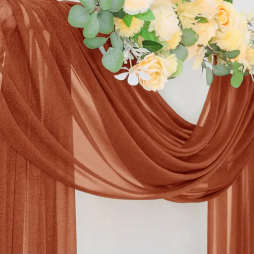 Miniatura 4 de Socomi Tela Transparente de Terracota para Decoración de Bodas Otoñales, Tela de Drapeado 29" x 20 Pies, 1 Panel, Cortina para Arco Exterior