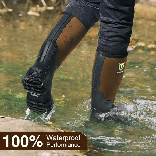 Miniatura 2 de TIDEWE Botas de goma para hombres, multitemporada, botas de lluvia impermeables con vástago de acero, botas de caza de goma duradera de neopreno