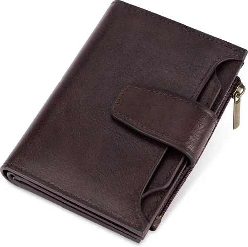 Miniatura 17 de Airkit Cartera para mujer, pequeña cartera de cuero para mujer, plegable, compacta, con bloqueo RFID, tarjetero de crédito, mini bolso de viaje