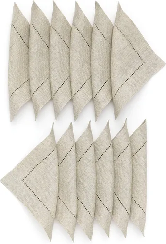 Miniatura 22 de Solino Home Servilletas de cóctel de lino con vainica de 6 x 6 pulgadas, 100 % lino puro, color beige, juego de 12 servilletas cuadradas pequeñas