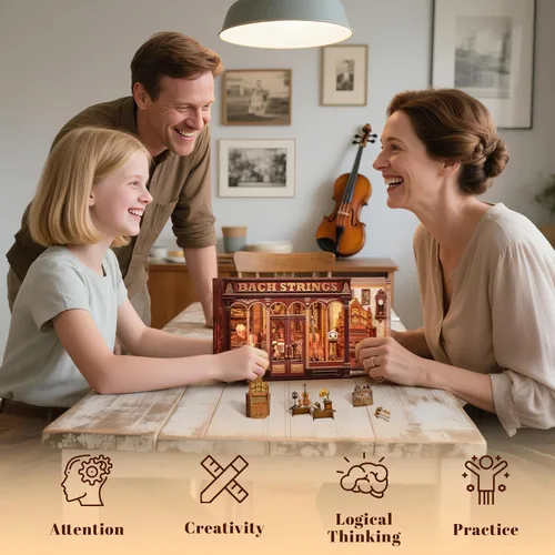 Miniatura 5 de Fsolis Kit de rincón de libros – Kit de casa en miniatura para adultos, estantería 3D rompecabezas de madera Booknook Music Librero Diorama regalos