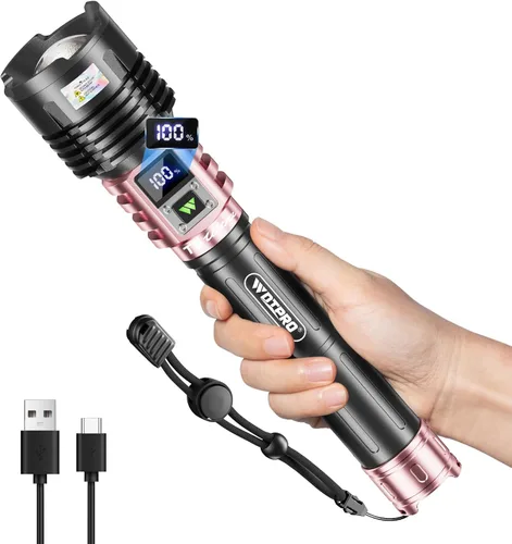 Miniatura 12 de WdtPro Linternas LED recargables de alto lúmenes, linterna recargable súper brillante de 90000LM con pantalla LCD, 5 modos y potente linterna