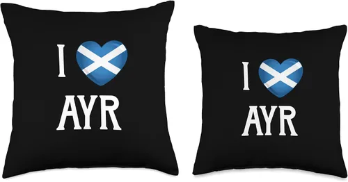 Miniatura 3 de I Love Ayr Scotland Flag Heart Saltire Scottish Throw Pillow