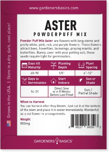 Miniatura 2 de Gardeners Basics Aster Powderpuff Mix Semillas de flores