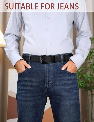 Miniatura 2 de Cinturón de cuero genuino para hombre, hecho a mano, 100% piel de vaca, 1 3/8 pulgadas de ancho, adecuado para uso casual, jeans y atuendo de golf