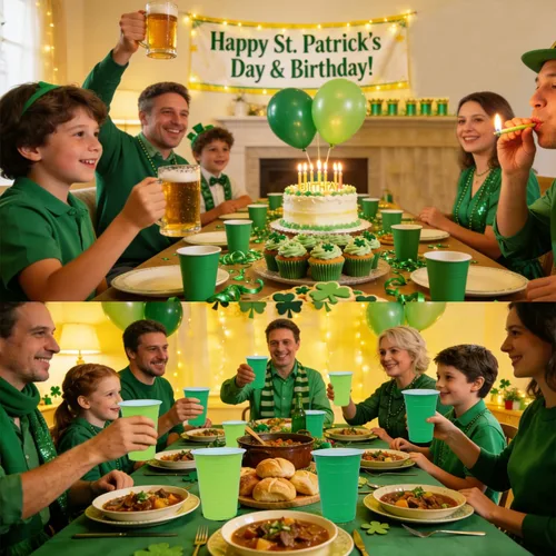 Miniatura 2 de Paquete de 100 vasos de plástico de 16 onzas para el Día de San Patricio, vasos desechables de fiesta verdes y verde claro a granel, vasos