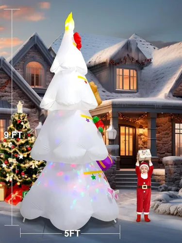 Miniatura 3 de EBANKU - Árbol de Navidad inflable de 2.7 m, decoración de Navidad para exteriores, árbol de Navidad con estrella, hombre de jengibre, luces LED