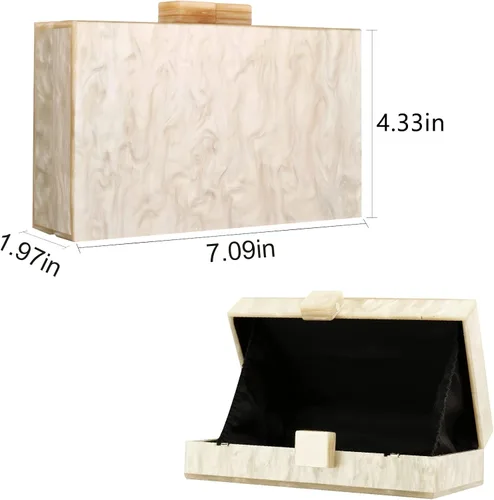 Miniatura 3 de Monederos y bolsos de acrílico con mármol para mujer elegante banquete de noche caja de mano cruzada
