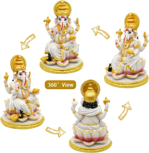 Miniatura 5 de alikiki Figura de Dios hindú Ganesh Chaturthi – 8.4 pulgadas de alto, ídolo indio Ganesha, estatua de elefante hindú Dios Pooja, artículo Diwali