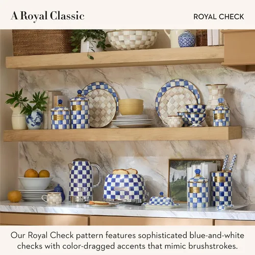 Miniatura 4 de MACKENZIE-CHILDS Tostadora de 2 Rebanadas, Tostadora Decorativa para Cocina, Azul y Blanco de Royal Check