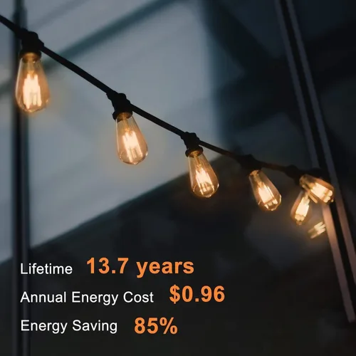 Miniatura 5 de TJOY Paquete de 4 bombillas LED Edison ámbar vintage, equivalente a 60 W, regulables, 8 W, 800 lúmenes, blanco suave de 2200 K, ST58, bombillas