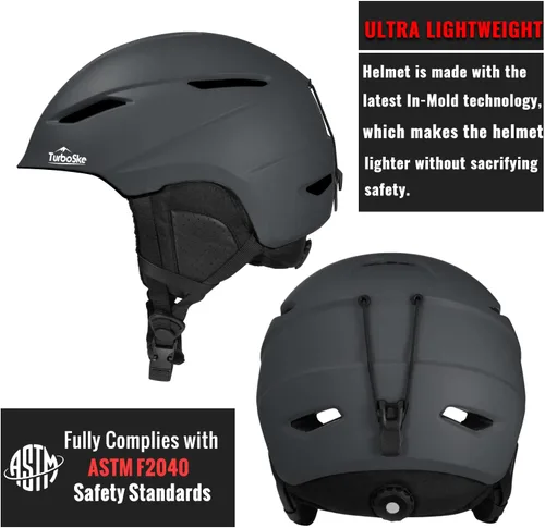 Miniatura 2 de Casco de esquí - Compatible con audio y ligero, estándar ASTM para hombres, mujeres y jóvenes Negro mate