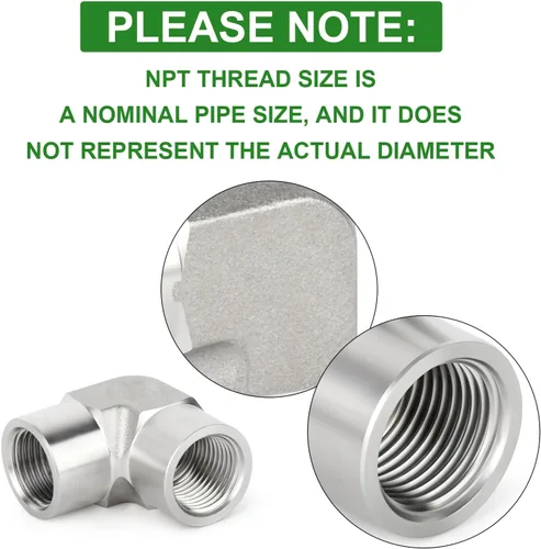 Miniatura 5 de TAISHER Codo de calle Barstock de acero inoxidable 304 de 90 grados, 1 pulgada NPT hembra a 1 pulgada NPT hembra 304 accesorio de tubería inoxidable