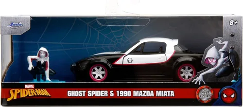 Miniatura 2 de Jada Marvel Avengers 1:32 1990 Mazda Miata - Auto fundido a presión y araña fantasma de 1.65 pulgadas, juguetes para niños y adultos