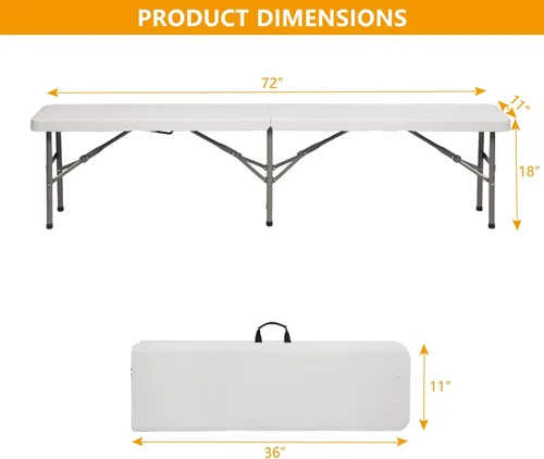 Miniatura 3 de VINGLI Paquete de 4 asientos plegables portátiles de plástico de 6 pies, banco plegable para deportes, fútbol; asiento plegable para picnic, fiesta