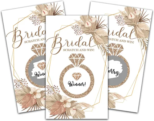 Miniatura 15 de Tarjetas de juego para raspar para despedida de soltera, boletos de lotería nupcial de flores de primavera, ideas de juegos de despedida de soltera