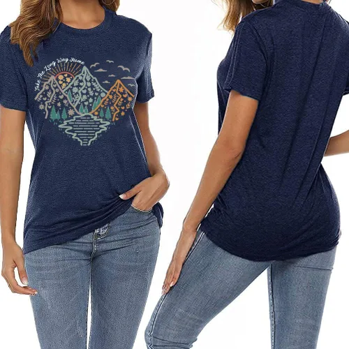 Miniatura 3 de Happy Camp - Camiseta para mujer, senderismo, aventura de montaña, novedad, entrenamiento, divertido, lindo gráfico atlético