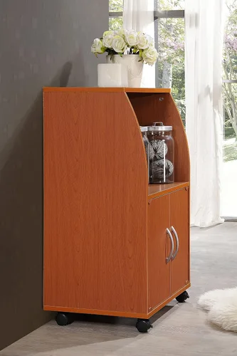 Miniatura 3 de Hodedah Mini carrito de microondas con dos puertas y estante para almacenamiento, cereza