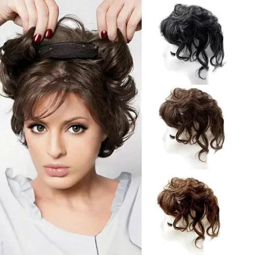 Tupé corto de cabello humano para mujer, con cierre rizado, peluca de cabello natural, con clip, tejido natural, reemplazo de peluca, para línea de