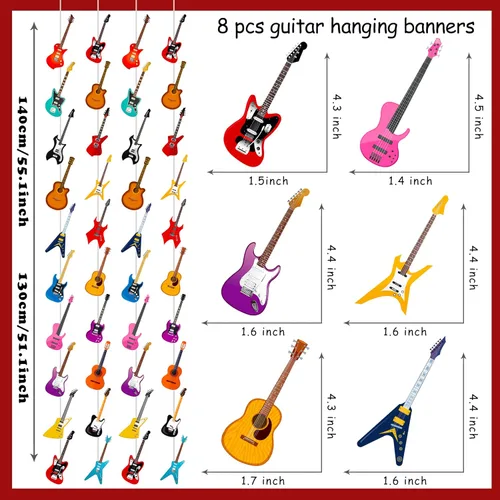 Miniatura 3 de 8 guirnaldas colgantes de guitarra para guitarra, decoración de fiesta de cumpleaños, guitarra, música, techo, decoración de pared para habitación