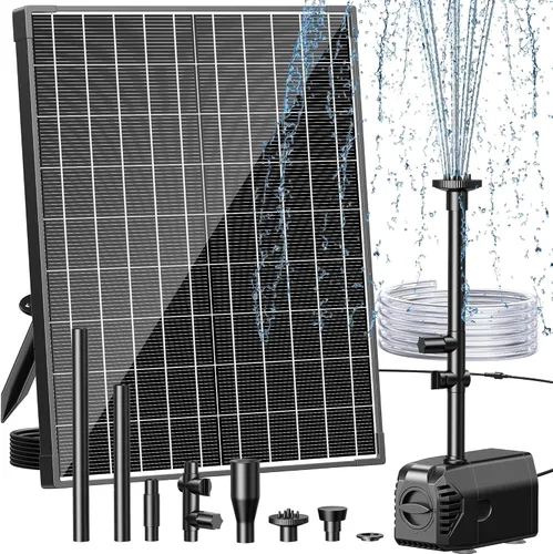 Miniatura 12 de Biling Fuente solar para baño de pájaros, kit de panel solar, bomba de agua solar para exteriores con tubo de 4 pies para baño de colibríes