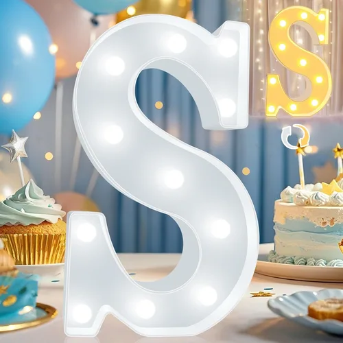 Pooqla Letras con luces LED de marquesina, letras decorativas iluminadas en blanco cálido y blanco frío, letras del alfabeto iluminadas para niños y