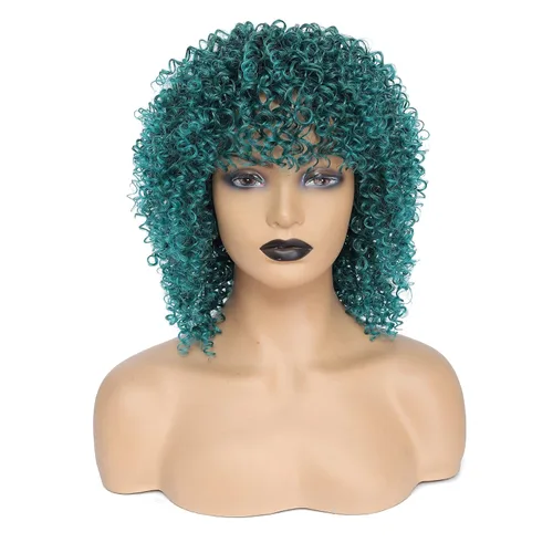 Miniatura 7 de Pelucas cortas para mujeres negras, pelucas afro rizadas para mujeres negras, pelucas rizadas con flequillo, pelucas trenzadas de repuesto de 27/613