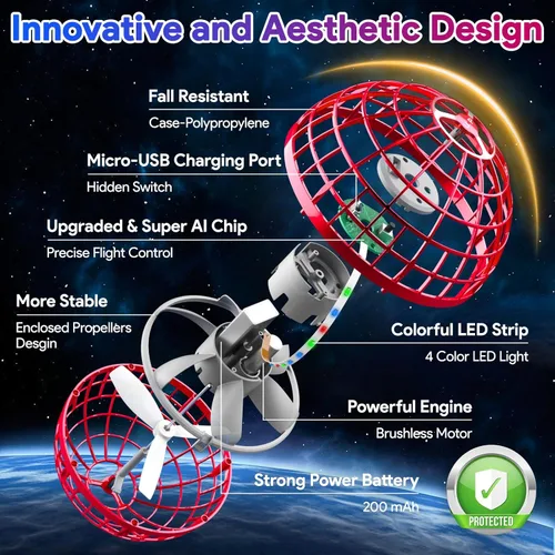 Miniatura 7 de Juguetes de bola de orbe volador 2025, Boomerang Spinner de bola voladora controlada a mano para niños, adolescentes, niños y niñas, mini dron que