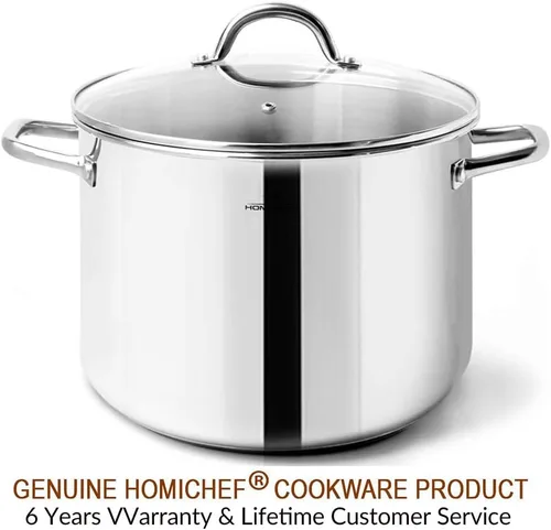 Miniatura 7 de HOMICHEF Olla de Caldo de 8 Cuartos con Tapa de Acero Inoxidable Sin Níquel - Olla de Caldo Pulida como Espejo de 8 QT con Tapa - UTENSILIOS DE